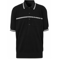 Burberry Camisa polo com logo bordado - Preto