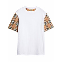 Burberry Camiseta com manga xadrez - Branco