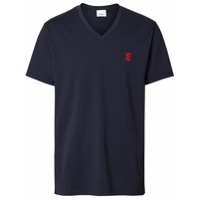 Burberry Camiseta gola V com monograma - Azul