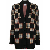 Burberry Cardigan xadrez Paislee - Preto