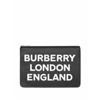 Burberry Clutch de couro com logo - Preto