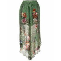 Camilla sheer-layered silk skirt - Verde