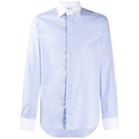 Canali Camisa com gola contrastante - Azul