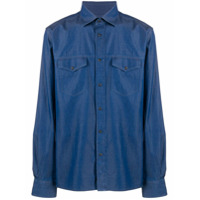 Corneliani Camisa jeans com bolso - Azul