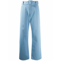 Courrèges Calça pantalona com cinto - Azul
