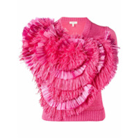 Delpozo Blusa de tricô com franjas - Rosa