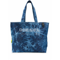 Diesel Bolsa tote tie-dye com logo - Azul