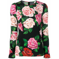 Dolce & Gabbana Blusa de seda floral - Preto
