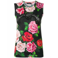 Dolce & Gabbana Blusa floral de tricô - Preto