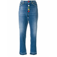 Dondup Calça jeans cropped cintura alta - Azul