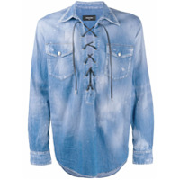 Dsquared2 Camisa jeans com amarração - Azul