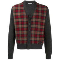 Dsquared2 Cardigan gola V xadrez - Cinza