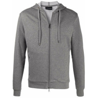 Emporio Armani zipped logo hoodie - Cinza