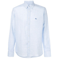 Etro Camisa de linho com logo - Azul