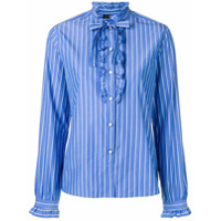 Etro Camisa listrada com babados - Azul