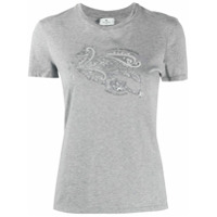 Etro Camiseta com bordado paisley - Cinza