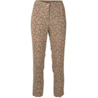 Etro floral print slim trousers - Marrom