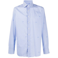 Etro logo print cotton shirt - Azul
