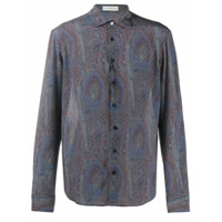 Etro paisley print silk shirt - Azul