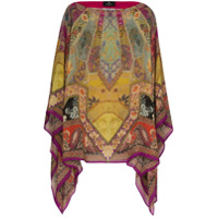 Etro Poncho de seda com estampa - Neutro