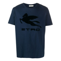Etro textured logo T-shirt - Azul