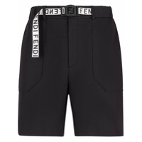 Fendi Bermuda com logo e cinto - Preto