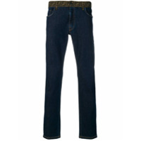Fendi Calça jeans com faixa FF - Azul