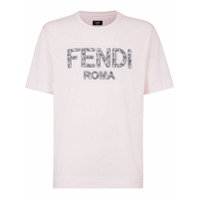 Fendi Camiseta com logo e estampa floral - Rosa