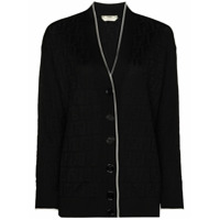 Fendi Cardigan de tricô com logo FF - Preto