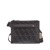 Fendi Clutch de couro com logo - Preto