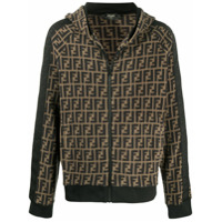 Fendi FF motif zip-up hoodie - Marrom