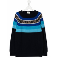 Fendi Kids Suéter FF com listras - Azul
