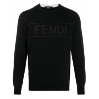 Fendi Moletom de tricô com logo - Preto