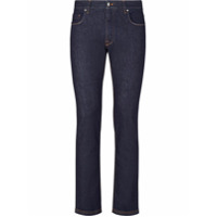Fendi patterned-pocket slim-fit jeans - Azul
