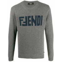 Fendi Suéter de cashmere com logo - Cinza