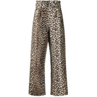 GANNI Calça com estampa de leopardo - Marrom
