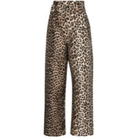 GANNI Calça com estampa de leopardo - Preto