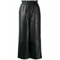 GANNI Calça pantalona de couro - Preto