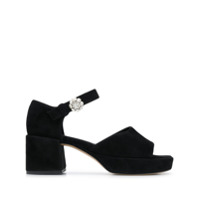 GANNI crystal-detail suede sandals - Preto