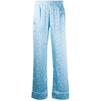 GANNI floral print straight trousers - Azul