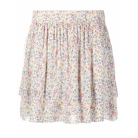 GANNI floral-print tiered skirt - Neutro