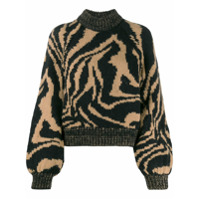 GANNI Suéter com estampa de tigre - Preto