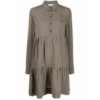 GANNI Vestido evasê xadrez - Marrom