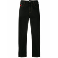 Gcds Calça jeans reta cropped - Preto