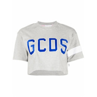 Gcds Camiseta cropped com logo - Cinza