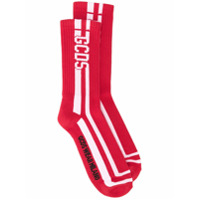 Gcds intarsia logo knit socks - Vermelho