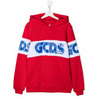 Gcds Kids TEEN logo panel hoodie - Vermelho