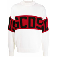 Gcds Suéter color block com logo - Branco