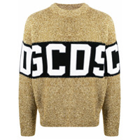 Gcds Suéter color block com logo - Dourado