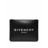 Givenchy Clutch de couro com logo - Preto